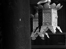 北野天満宮21 拝殿の吊灯籠（モノクロ）